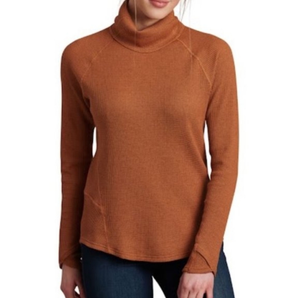 Kuhl Petra Turtleneck Long Sleeve Rust Orange Quilted